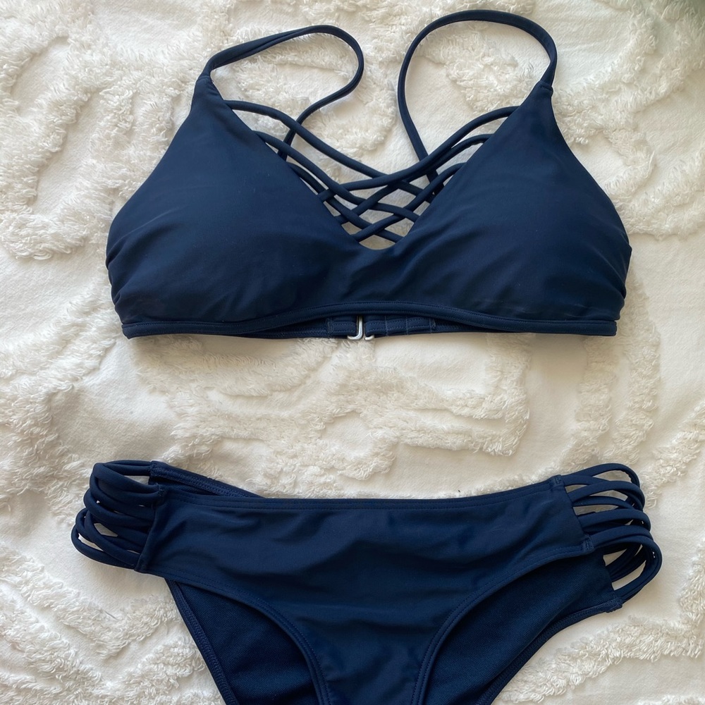 Navy Hollister Bikini Top and Bottom